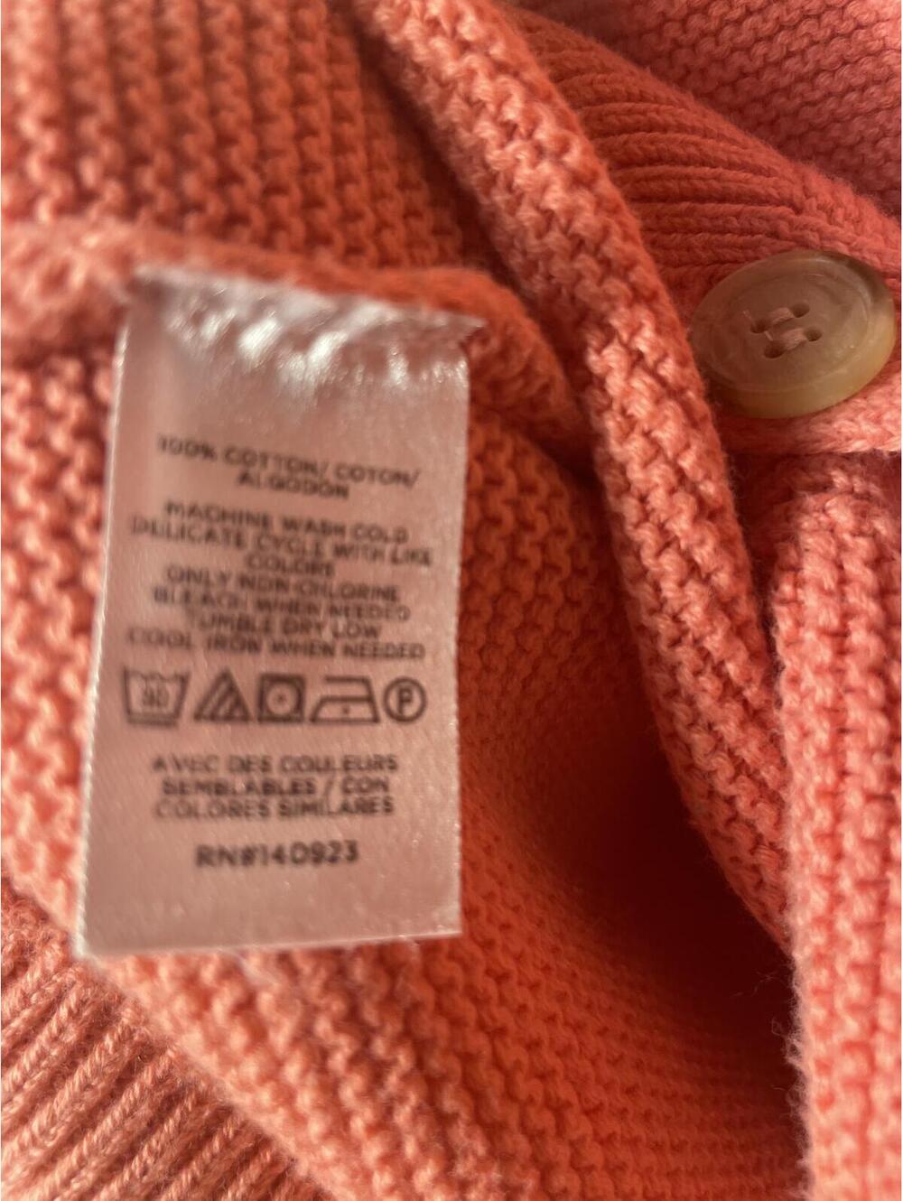 LOFT Knit Button Vest Top Womens Size Small Orange Coral Cottage Casual Fall - Picture 3 of 5